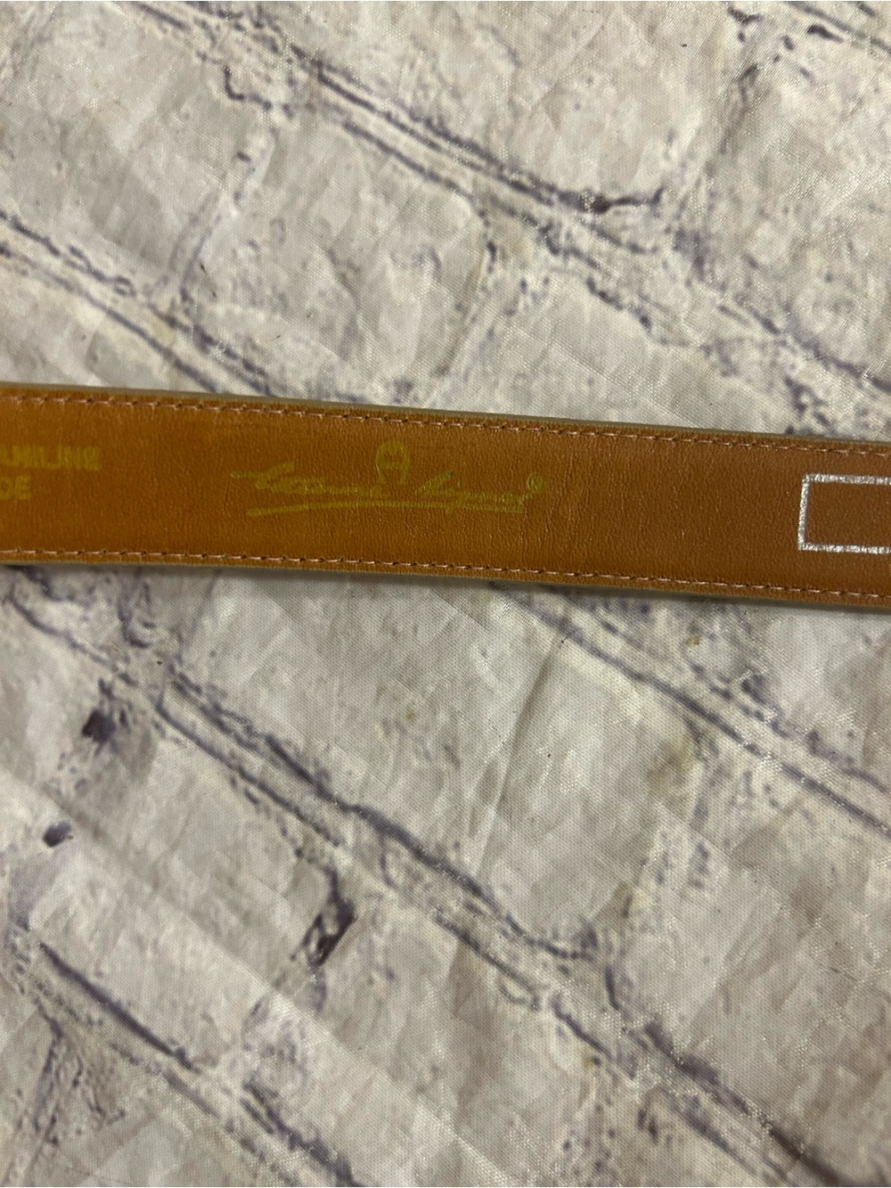 ÉTIENNE AIGNER VINTAGE ANILINE COWHIDE BROWN WITH GOLD TONE HARDWARE BELT - Picture 5 of 11